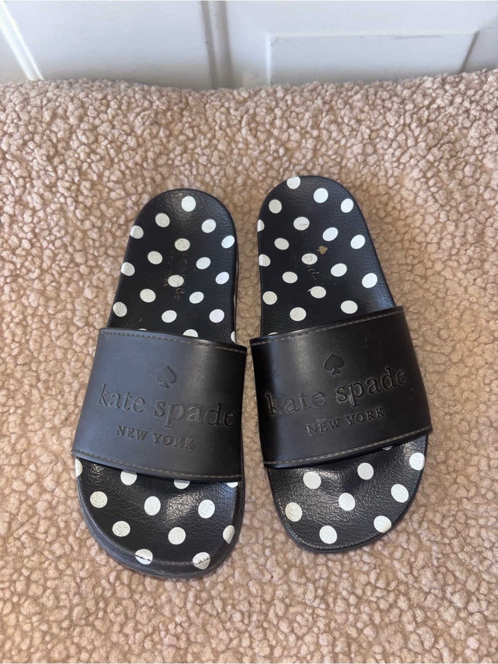 Kate Spade black/white polka dot slides size 5 B